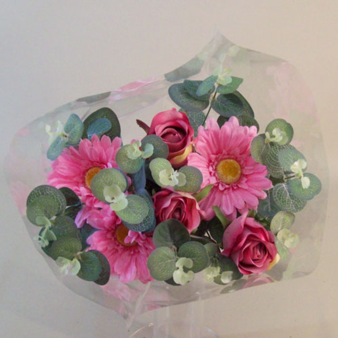 Silk Flowers Gift Bouquet Pink Sensation Silk Rose and Gerbera Gift
